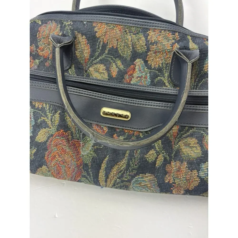 Vintage Jaguar Tapestry Weekender Travel Bag & Tote Purse Set JCPenney Floral